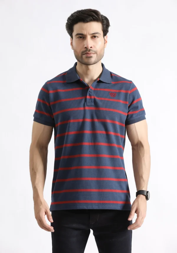 Home Summer Navy Yarn Dyed Striped Polo